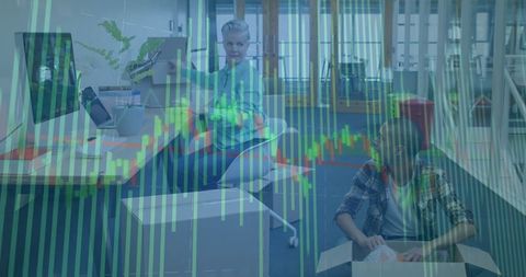 Business Growth Overlay in Modern Office Environment