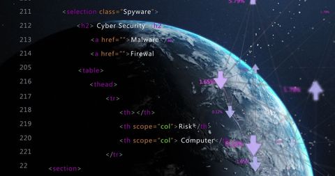 Digital Interface with Cybersecurity Code on Global Background - Download Free Stock Images Pikwizard.com