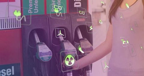 Eco-Friendly Fuel Concept at Petrol Station with Abstract Icons