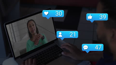 Global Virtual Communication and Social Interaction Icons