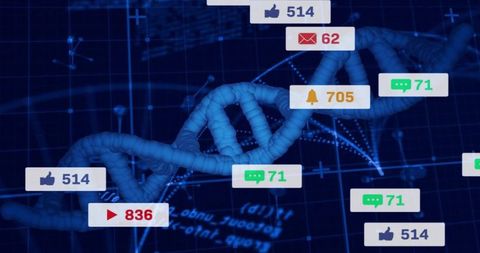 DNA Double Helix with Digital Interface and Notifications