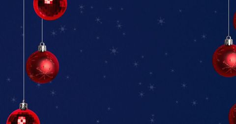 Red Christmas Baubles with Starry Navy Background