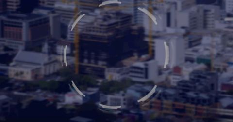 Modern construction site with digital highlight in urban cityscape