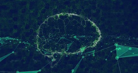 Futuristic digital brain illustrating data flow and ai concepts