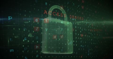 Digital Padlock and Access Denied Message on Grid Background - Download Free Stock Images Pikwizard.com
