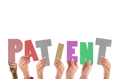 Hands Holding Colourful Patient Text on Transparent Background - Download Free Stock Videos Pikwizard.com