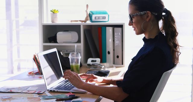 Young Woman Working on Laptop from Home Office - Download Free Stock Images Pikwizard.com