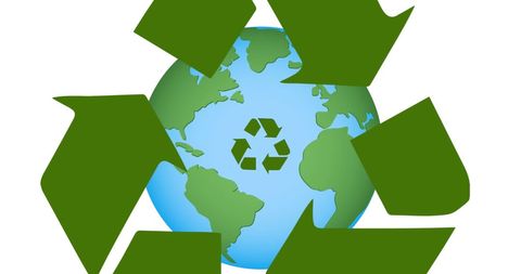 Recycling Symbol Over Globe Biodegradable Eco-Friendly Awareness