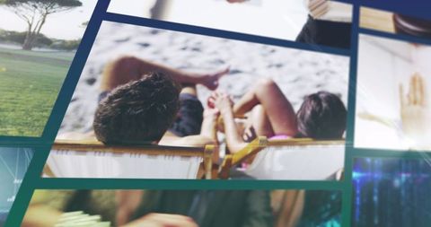 Diverse collage of technology, leisure and business interaction
