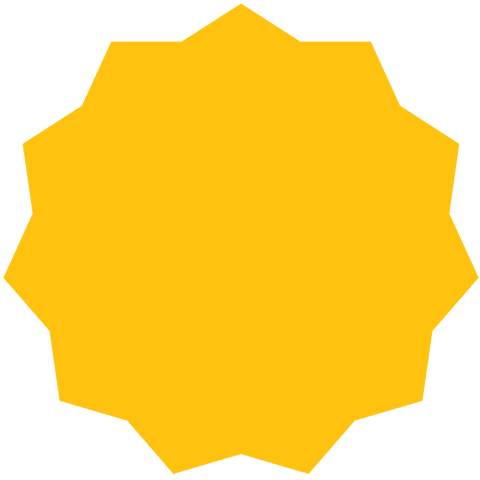 Blank yellow star shaped roundel on transparent background