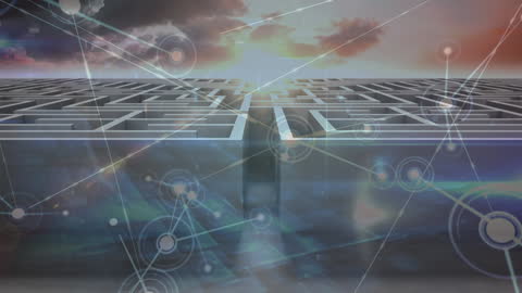 Digital Network Overlay on Abstract Labyrinth