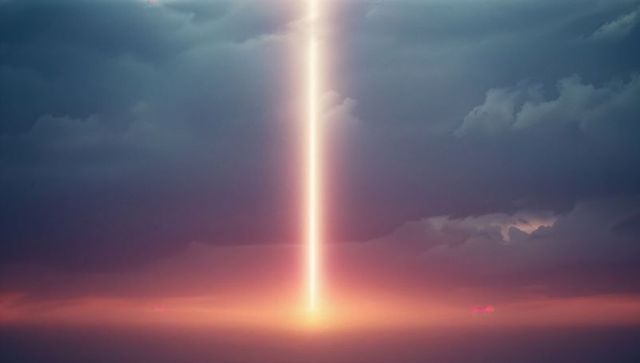 Mystical Beam of Light on Ocean at Dusk