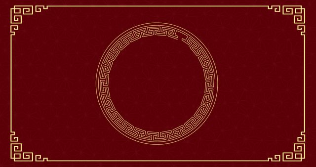 Red Background with Gold Frame and Central Circular Design for Chinese New Year - Download Free Stock Images Pikwizard.com