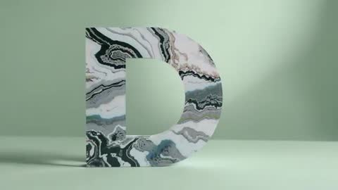 Rotating Marble 3D Letter D on Green Background Animation