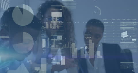 Coworkers Brainstorming with Digital Analytics Overlay