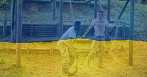 Young Professionals Engaging in Outdoor Team Building in Park