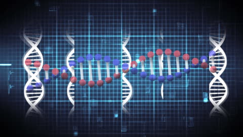 Spinning DNA Structures with Heart Monitor Background