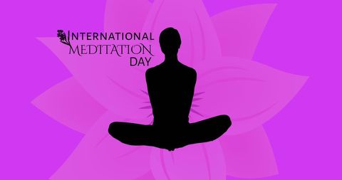 International Meditation Day Celebrated with Silhouette on Purple Lotus - Download Free Stock Images Pikwizard.com
