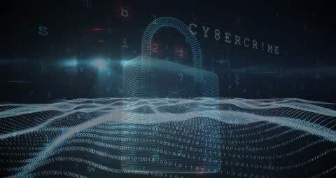 Cybersecurity Lock with Streaming Data Animation Concept