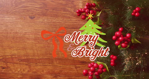 Festive Christmas Greetings with Decorations and Berries