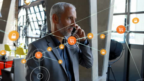 Businessman Engaged with Digital Network Connections