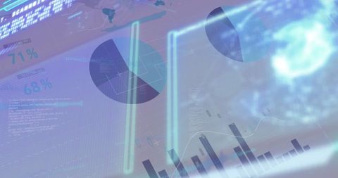 Digital Infographic With Graphs and Neon Lights - Download Free Stock Images Pikwizard.com