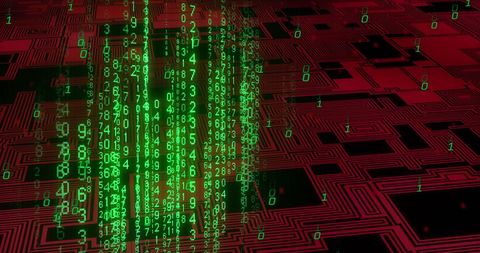 Digital Data Streams with Binary Code and Circuit Board Design - Download Free Stock Images Pikwizard.com