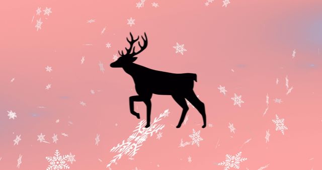 Silhouette of Reindeer Against Winter Twinkling Snowflakes - Download Free Stock Images Pikwizard.com