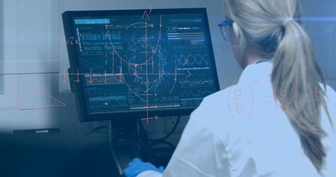 Scientist Analyzing Complex Data on Computer Screen in Laboratory Setting - Download Free Stock Images Pikwizard.com