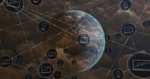 Global connectivity network with digital icons over earth