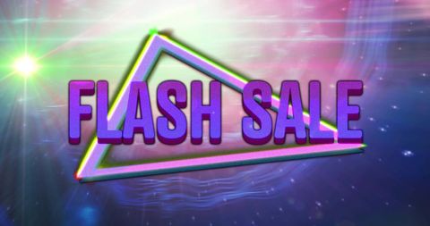 Retro Flash Sale Advertisement with Neon Triangles