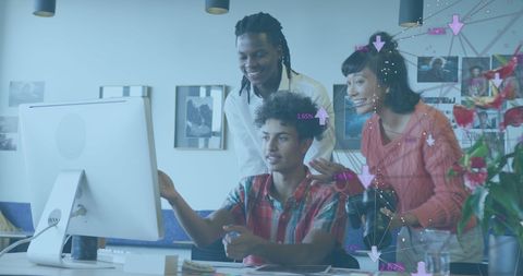 Team Collaboration with Digital Data in Modern Office