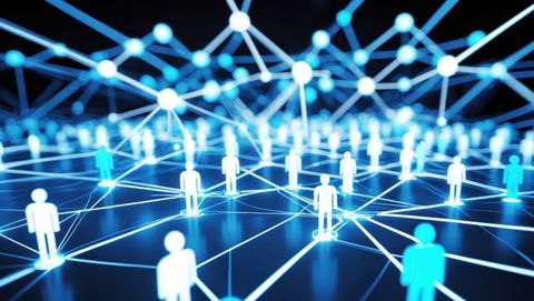 Futuristic digital connectivity with glowing silhouettes