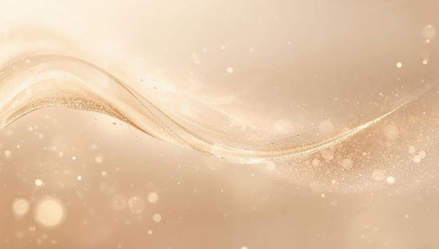 Flowing golden glitter wave sweeping across soft luminous champagne gradient