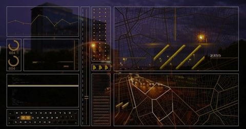 Digital Data Processing Overlay on Cityscape at Night - Download Free Stock Images Pikwizard.com