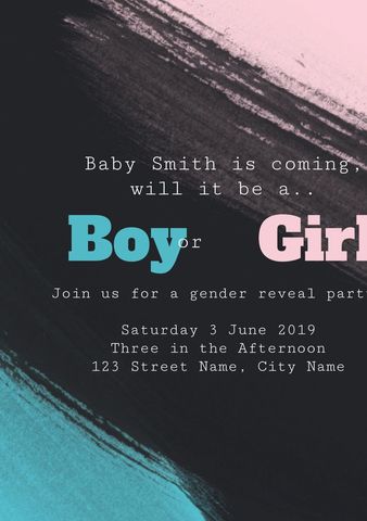Colorful Gender Reveal Invitation with Pink and Blue Accents - Download Free Stock Templates Pikwizard.com