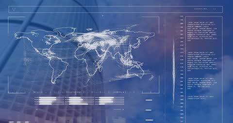 Digital Interface Showing World Map on Technology Background
