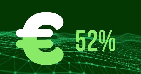 Euro Currency Symbol with Rising Percentage on Digital Network - Download Free Stock Images Pikwizard.com