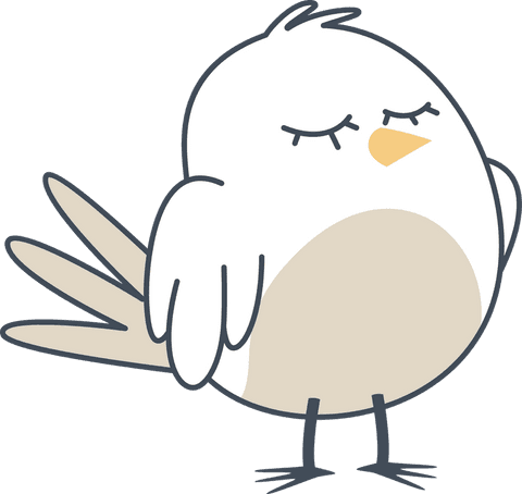 Whimsical cartoon bird with transparent background for digital use