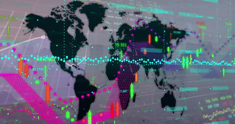 Global Network Connections and Data Chart Projection