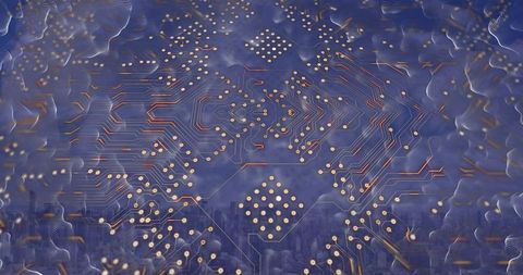 Futuristic Circuit Board Overlaying Urban Landscape - Download Free Stock Images Pikwizard.com