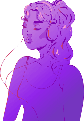 Flat Purple Gradient Woman Enjoying Music on Transparent Background