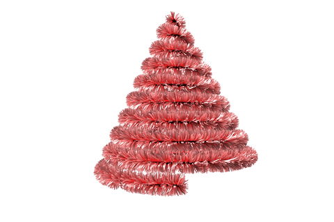 Christmas tree tinsel in spiral shape transparent background