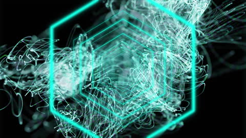 Futuristic Digital Hexagon Light Trails Concept