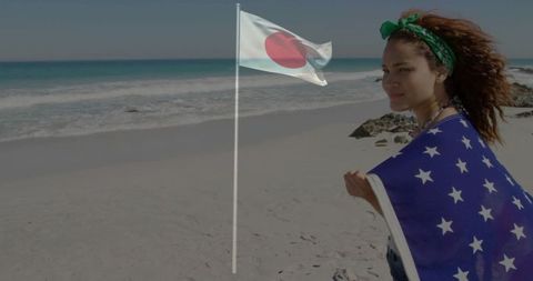 Seaside serenity with patriotic motifs