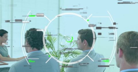 High-tech interface overlay on business meeting