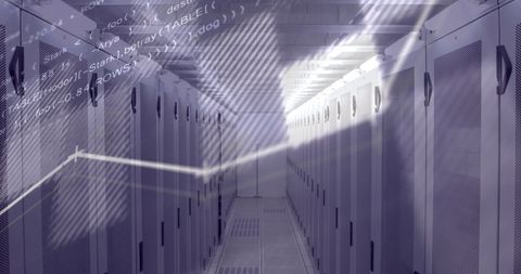 Financial Data Overlay on Modern Server Room - Download Free Stock Images Pikwizard.com