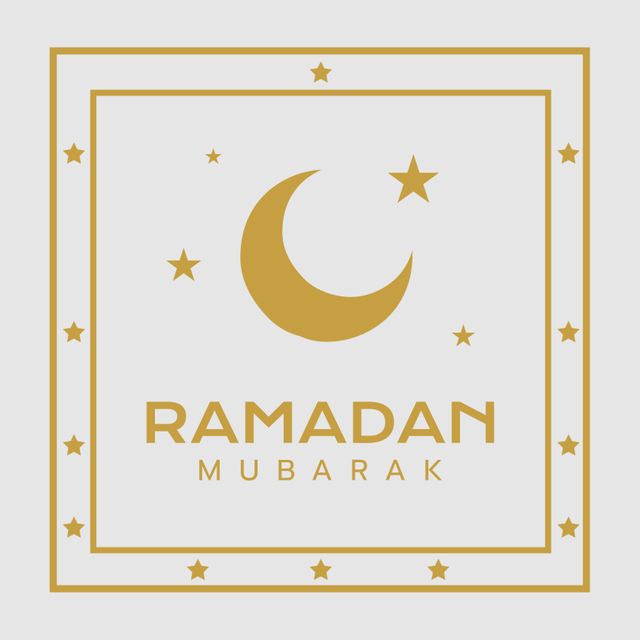 Composition of ramadan kareem text over crescent moon and stars on grey background. Beginning of ramadan, islam, religion, tradition and celebration concept.