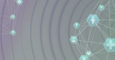Digital medical network interface on abstract background