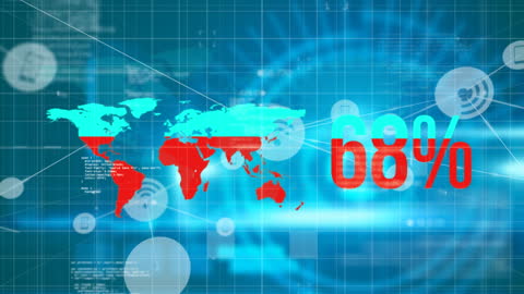 Digital Data Visualization with World Map and Percent Change